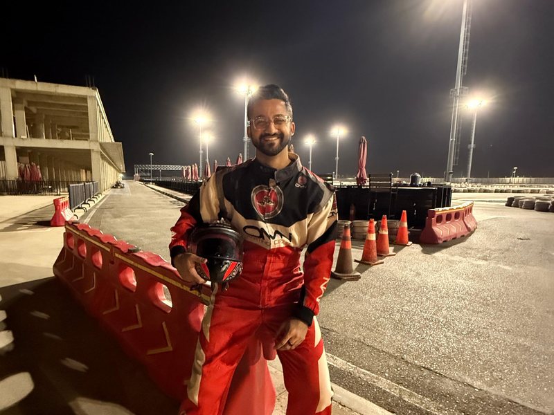 At the go-kart track